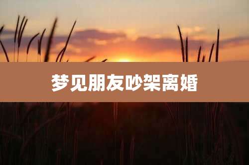 梦见朋友吵架离婚