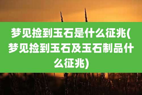 梦见捡到玉石是什么征兆(梦见捡到玉石及玉石制品什么征兆)