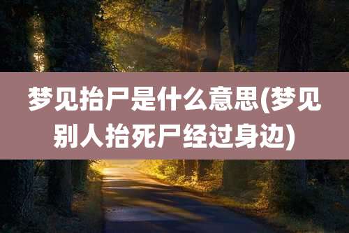 梦见抬尸是什么意思(梦见别人抬死尸经过身边)