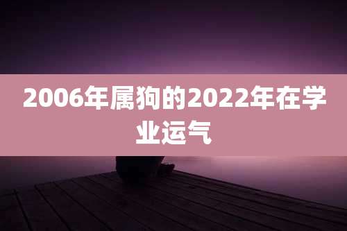 2006年属狗的2022年在学业运气