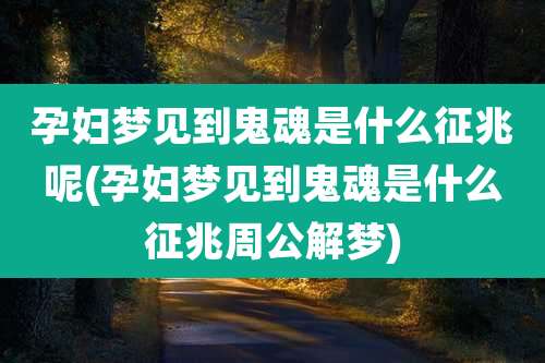 孕妇梦见到鬼魂是什么征兆呢(孕妇梦见到鬼魂是什么征兆周公解梦)