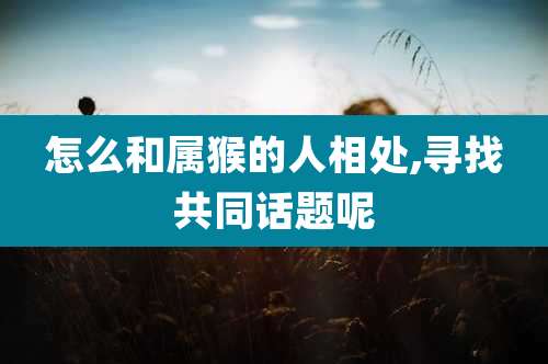 怎么和属猴的人相处,寻找共同话题呢