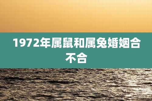 1972年属鼠和属兔婚姻合不合
