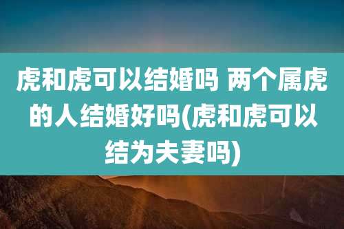 虎和虎可以结婚吗 两个属虎的人结婚好吗(虎和虎可以结为夫妻吗)