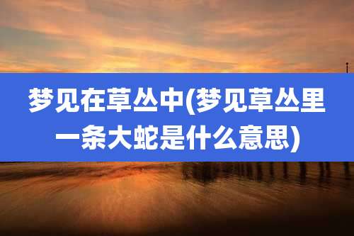 梦见在草丛中(梦见草丛里一条大蛇是什么意思)
