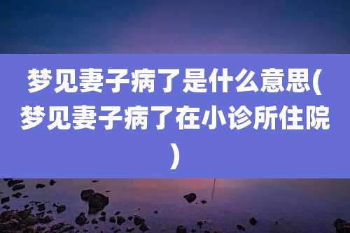 梦见妻子病了是什么意思(梦见妻子病了在小诊所住院)