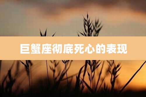 巨蟹座彻底死心的表现