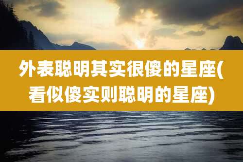 外表聪明其实很傻的星座(看似傻实则聪明的星座)
