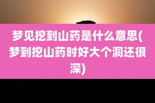 梦见挖到山药是什么意思(梦到挖山药时好大个洞还很深)