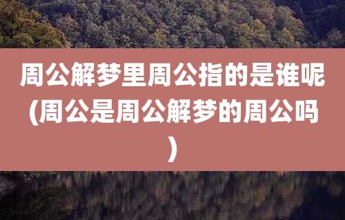 周公解梦里周公指的是谁呢(周公是周公解梦的周公吗)