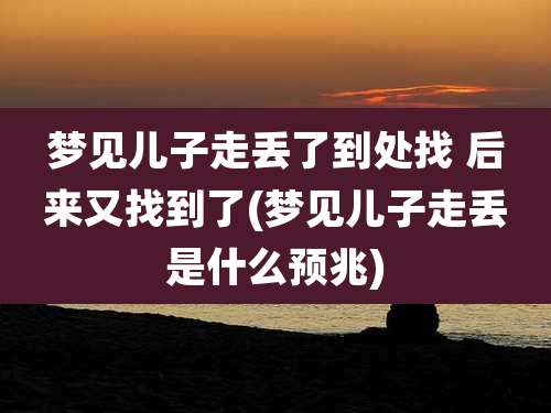 梦见儿子走丢了到处找 后来又找到了(梦见儿子走丢是什么预兆)