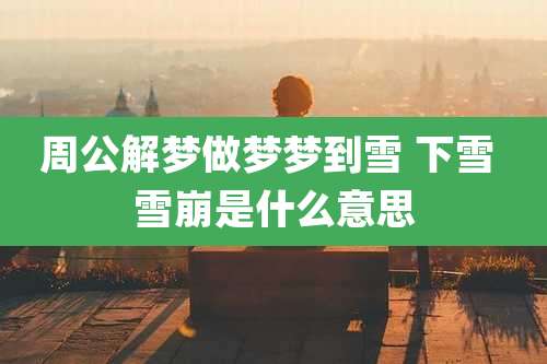 周公解梦做梦梦到雪 下雪 雪崩是什么意思