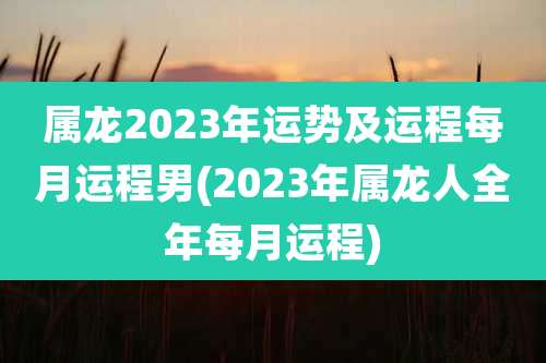 属龙2023年运势及运程每月运程男(2023年属龙人全年每月运程)