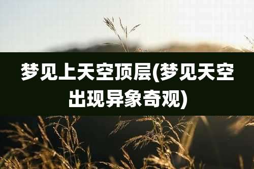 梦见上天空顶层(梦见天空出现异象奇观)