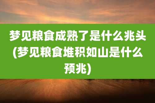 梦见粮食成熟了是什么兆头(梦见粮食堆积如山是什么预兆)