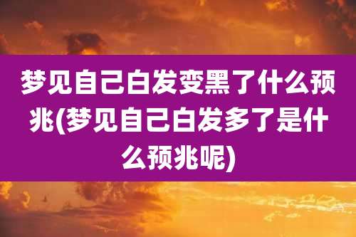 梦见自己白发变黑了什么预兆(梦见自己白发多了是什么预兆呢)