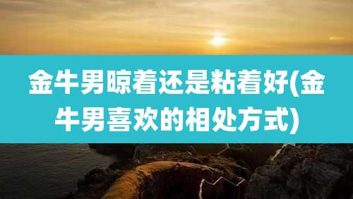 金牛男晾着还是粘着好(金牛男喜欢的相处方式)