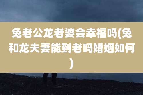 兔老公龙老婆会幸福吗(兔和龙夫妻能到老吗婚姻如何)