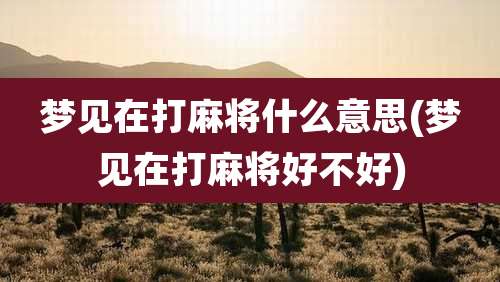 梦见在打麻将什么意思(梦见在打麻将好不好)