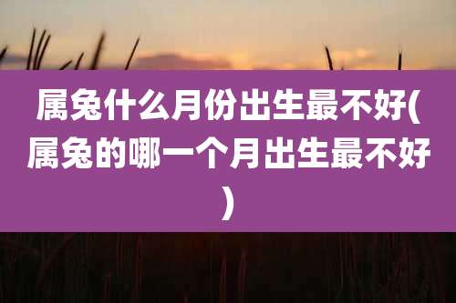 属兔什么月份出生最不好(属兔的哪一个月出生最不好)