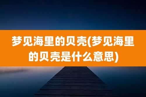 梦见海里的贝壳(梦见海里的贝壳是什么意思)