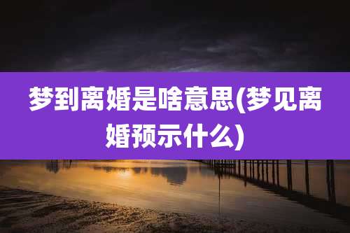 梦到离婚是啥意思(梦见离婚预示什么)