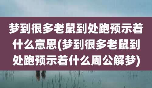 梦到很多老鼠到处跑预示着什么意思(梦到很多老鼠到处跑预示着什么周公解梦)