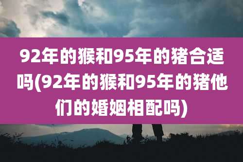 92年的猴和95年的猪合适吗(92年的猴和95年的猪他们的婚姻相配吗)