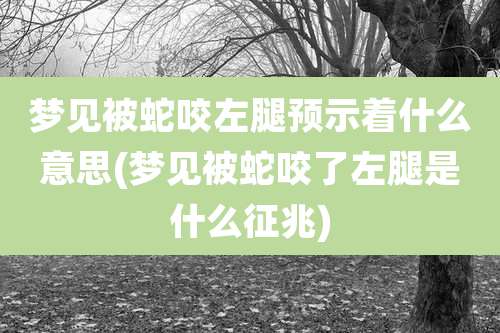 梦见被蛇咬左腿预示着什么意思(梦见被蛇咬了左腿是什么征兆)