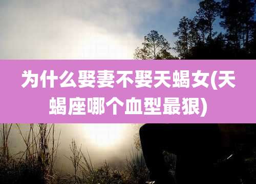 为什么娶妻不娶天蝎女(天蝎座哪个血型最狠)