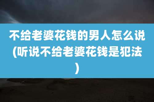 不给老婆花钱的男人怎么说(听说不给老婆花钱是犯法)