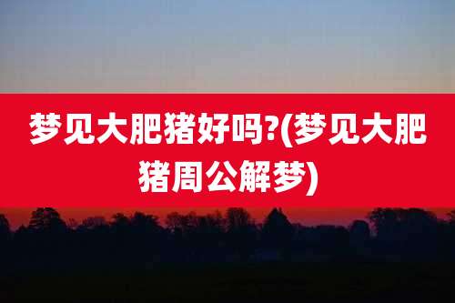 梦见大肥猪好吗?(梦见大肥猪周公解梦)