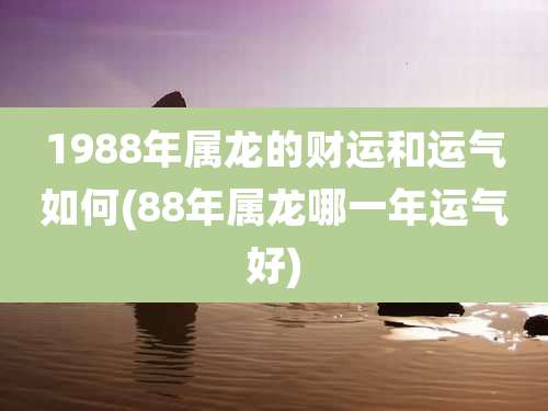1988年属龙的财运和运气如何(88年属龙哪一年运气好)