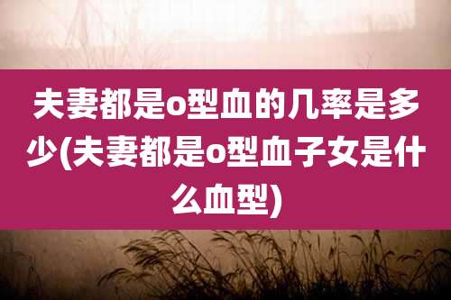 夫妻都是o型血的几率是多少(夫妻都是o型血子女是什么血型)