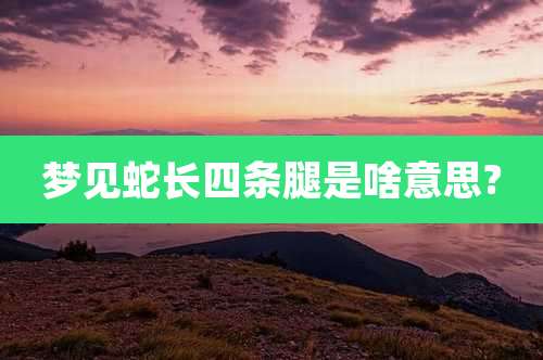 梦见蛇长四条腿是啥意思?
