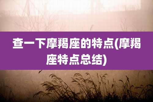 查一下摩羯座的特点(摩羯座特点总结)
