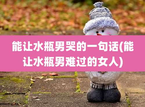 能让水瓶男哭的一句话(能让水瓶男难过的女人)
