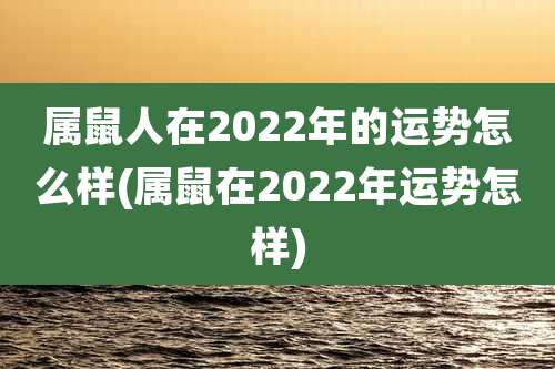 属鼠人在2022年的运势怎么样(属鼠在2022年运势怎样)