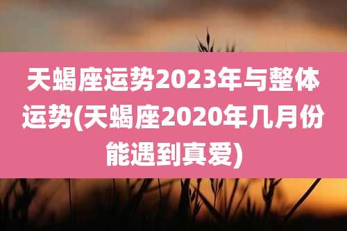 天蝎座运势2023年与整体运势(天蝎座2020年几月份能遇到真爱)