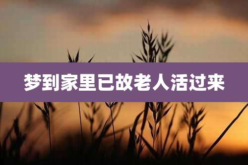 梦到家里已故老人活过来