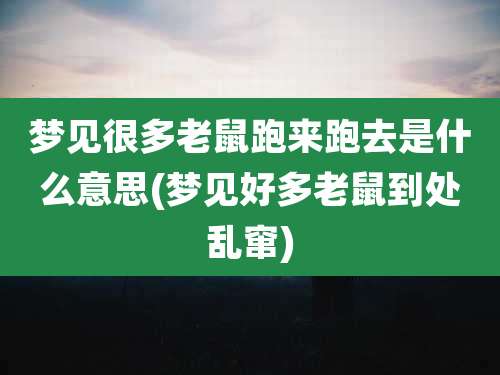 梦见很多老鼠跑来跑去是什么意思(梦见好多老鼠到处乱窜)