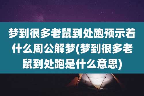 梦到很多老鼠到处跑预示着什么周公解梦(梦到很多老鼠到处跑是什么意思)
