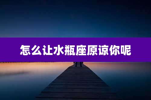 怎么让水瓶座原谅你呢