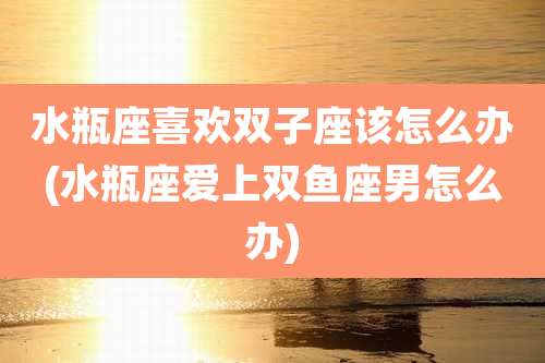 水瓶座喜欢双子座该怎么办(水瓶座爱上双鱼座男怎么办)