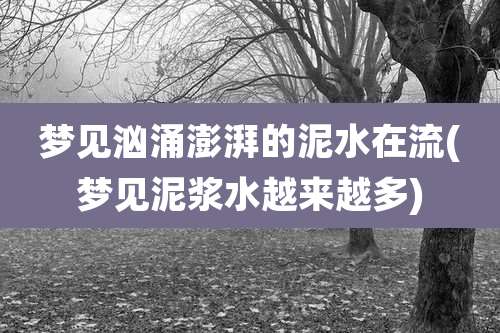 梦见汹涌澎湃的泥水在流(梦见泥浆水越来越多)