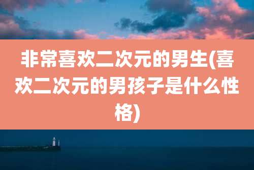 非常喜欢二次元的男生(喜欢二次元的男孩子是什么性格)
