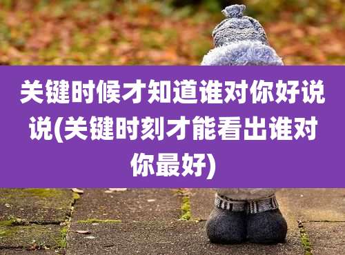 关键时候才知道谁对你好说说(关键时刻才能看出谁对你最好)