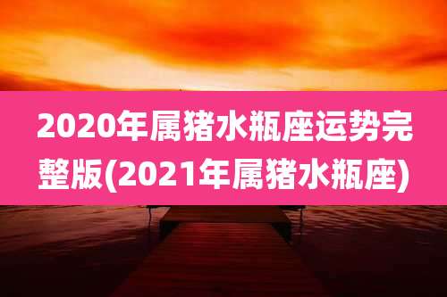 2020年属猪水瓶座运势完整版(2021年属猪水瓶座)