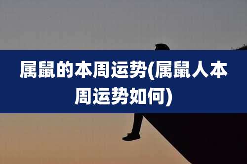 属鼠的本周运势(属鼠人本周运势如何)