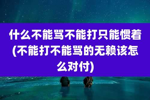 什么不能骂不能打只能惯着(不能打不能骂的无赖该怎么对付)